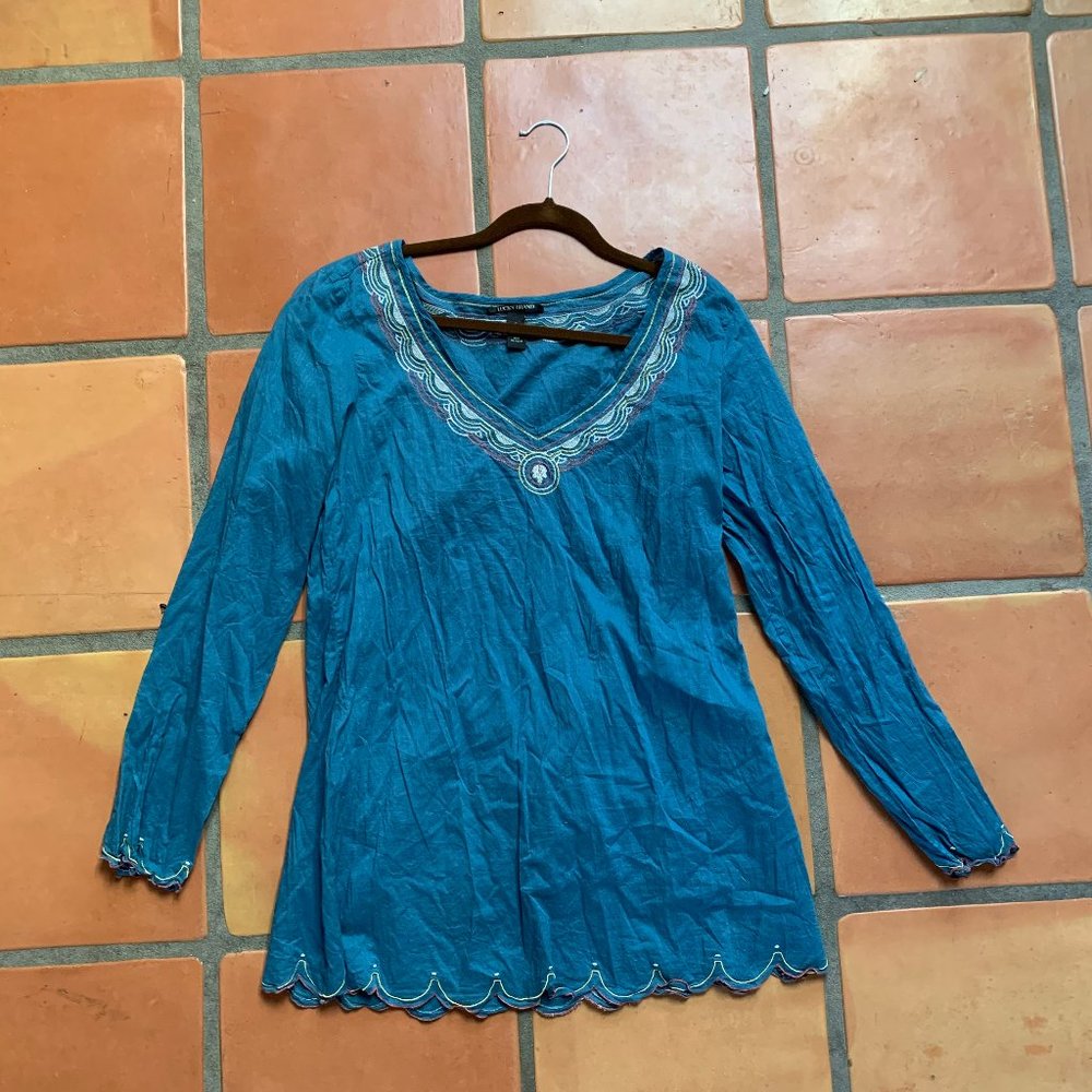 Lucky Brand Blue Tunic size L